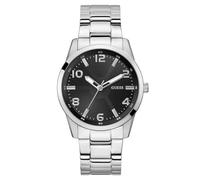 GUESS Herren-Armbanduhr Gw0804G2, Edelstahl, analog, schwarzes Zifferblatt, Armbandfarbe: Silber, Schwarz, Armband