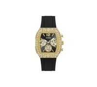 Guess Herren Armbanduhr GW1069G2 Phoenix Quantum, 44 mm Edelstahl Gold Schwarz, Chronograph, Quarz, Mineralglas, Zirkonia, 5 ATM, Silikonarmband