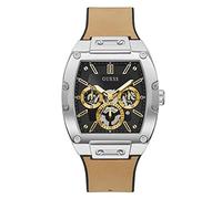 Guess Herren-Armbanduhr, modisch, lässig, Fass, Diamant, 43 mm, schwarzes Zifferblatt, Gehäuse & Armband aus Edelstahl, Schwarz, Modisch und modern