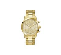 Guess Herren Armbanduhr Parker, goldfarbenes Edelstahlarmband, Mineral Glas, goldenes Ziffernblatt, 5 Bar, Gehäusedurchmesser: 44 mm, GW1006G2