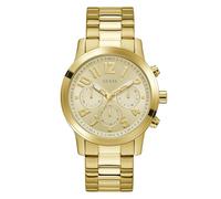 Guess Herren Armbanduhr Parker, goldfarbenes Edelstahlarmband, Mineral Glas, goldenes Ziffernblatt, 5 Bar, Gehäusedurchmesser: 44 mm, GW1006G2