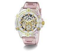 GUESS Transparentes Nylon auf Bio-Basis, CS mit AB-Beschichtung, transparent, MF DL, transparentes Pink, Bio-Basis, PU-Streifen, farblos