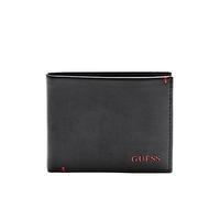 Guess Herren Bifold Portemonnee Geldbrse, Julian Schwarz/Rot, Einheitsgröße EU