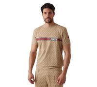 GUESS Herren Eco Jamey T-Shirt, 4 g Aop Beige Blanco, L