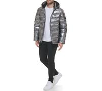 Guess Herren Holographic Hooded Puffer Jacket Jacke, Grau (Graphite//Nature's Delight), XL