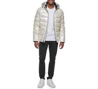 Guess Herren Holographic Hooded Puffer Jacket Jacke, Weiss/opulenter Garten, XXL