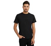 GUESS Herren Kurzärmeliges Klassisches Pima-Logo T-Shirt, Tiefschwarz A996, Klein