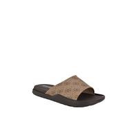 GUESS Herren Magaria Schiebe-Sandalen, Light Brown Logo Multi 230, 45 EU