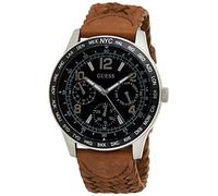 GUESS Herren-Quarzuhr mit Analoganzeige und Lederarmband W1244G2, Braun, Armband