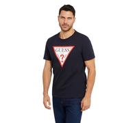 GUESS Herren T-Shirt, Blau, XL, Kurzarm, U-Boot-Ausschnitt, Lässig, Sport, Logo, Crew-Ausschnitt