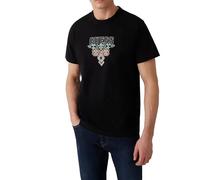 GUESS Herren-T-Shirt, dekoratives Grafikdesign, kurze Ärmel, Schwarz, Schwarz , S