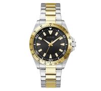 Guess NEO, Herren Armbanduhr, Quarz Analog, Edelstahl, 42mm, Edelstahlarmband, Silber/Gold, 5 bar, Zifferblattfarbe: Schwarz, GW1064G4