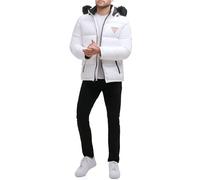 GUESS Mittelschwere Pufferjacke für Herren mit abnehmbarer Kapuze, Weiss/opulenter Garten, XXL