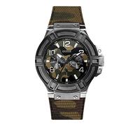 Guess Herrenuhr Analogico Quarz mit PU-Armband und Lederband W0407G1, grün, 45MM