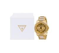 Guess Herren Armbanduhr FRONTIER W0799G2 Gold mit Strass, 48 mm Edelstahlarmband