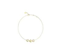 GUESS Herz-Pavé-Halskette für Damen, goldfarbene Edelstahl-Halskette mit Kristallherz-Anhängern