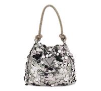GUESS Umhängetasche Handtasche Holiday Shine Top Handle Pouch Pewter anthrazit