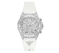 Guess Iconic 40TH Damen Armbanduhr in der Farbe Silber mit Armband aus Edelstahl, Wasserdichtigkeit: 3 bar, Gehäusedurchmesser: 40 mm, GW0814L2