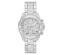 Guess Iconic 40TH Damen Armbanduhr mi Zirkonia in der Farbe Silber mit Armband aus Edelstahl, Wasserdichtigkeit: 5 bar, Gehäusedurchmesser: 40 mm, GW0812L1