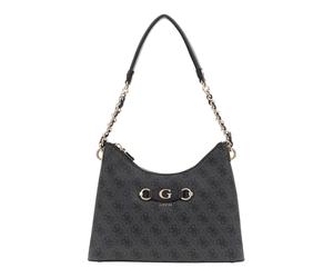 GUESS Izzy Top Zip Shoulder Bag Coal Logo