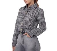 GUESS Jacke Tweed Schwarz und Weiß Cropped, weiß/schwarz, M Kurz