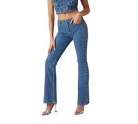 GUESS Jeans für Damen, Design mit seitlichen Schnürsenkeln, Retro-Stil, Mittelblau, blau, 28W
