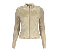 GUESS JEANS Kontrast-Cardigan mit Reißverschluss und Logo - Größe: XS