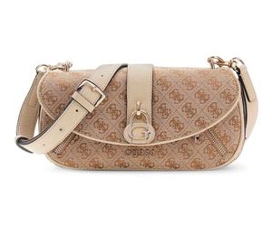 GUESS Jessa Flap Crossbody Bag Latte Logo