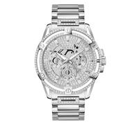 Guess King Herren Armbanduhr, Edelstahl, 48 mm, Edelstahlarmband, Silber, 5 bar, Zifferblatt: Silber, Datumsanzeige, GW0497G1 SP