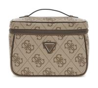 Guess Beautycase Berta – 4G-Logo, Lederimitat, Latte/Braun, 26 x 18 x 12 cm