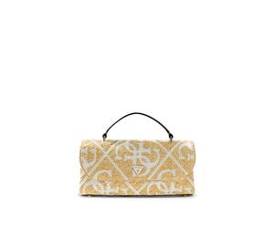 Guess Kristen Top Handle Flap, Umhängetasche, Braun-Weiß