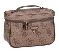 Guess Beautycase Berta – 4G-Logo, Lederimitat, Latte/Braun, 26 x 18 x 12 cm