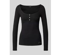 Guess Longsleeve in Ripp-Optik Modell 'KARLEE' in Black, Größe L