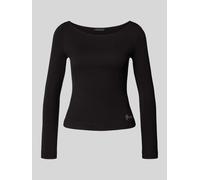 Guess Longsleeve mit geripptem U-Boot-Ausschnitt in Black, Größe XL