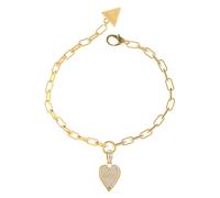 GUESS Love Me Tender Pave Heart Paperlink Bracelet S Silver
