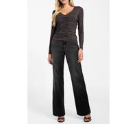 GUESS Ls V-neck Ayleen Top Bark Brown Größe: XL | Longsleeves Outlet | Damen | Braun