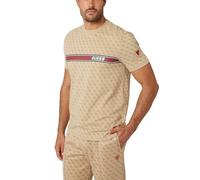 GUESS Herren Jamey T-Shirt, 4 g Aop Beige Blanco, S