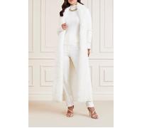 GUESS Marciano By Paula Faux Fur Long Pale Coat Pearl Größe: M | Kunstfell-Mäntel Outlet | Damen | Weiß