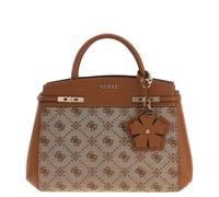GUESS Melinda Logo Tri Compartment Satchel Latte Logo