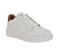 GUESS Herren Creed Sneaker, Weiß/Cognac Logo Multi 140, 44 EU