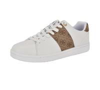 GUESS Men's Lowen Sneaker, White/Brown Logo Multi 140, 44 EU
