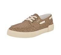 GUESS Men's Silzon Boat Shoe, Light Brown Logo Multi 230, 43.5 EU