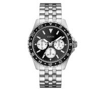 GUESS Men's Stainless Steel Bracelet Watch, Color Silver-Tone/Black (Model: U1107G1)