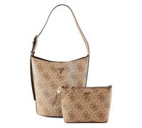 GUESS Schultertasche Utensilientasche Meridian II Bucket Bag Latte Logo hellbraun