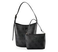 GUESS Schultertasche Utensilientasche Meridian II Bucket Bag Coal Logo dunkelgrau