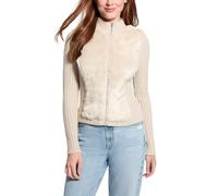 GUESS Mila Damen-Strickjacke mit langen Ärmeln, Pelzgemisch, mit Reißverschluss vorne, Ostrica Perleffekt Mehrfarbig, M