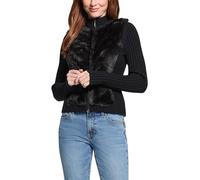 GUESS Mila Strickjacke für Damen, langärmelig, Fellmix, Reißverschluss vorne, Schwarz (Jet Black), Klein