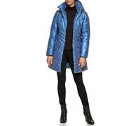 GUESS Damen Women's Midweight Puffer Jacket Daunenalternative Mantel, Bettdecke, Blau, L