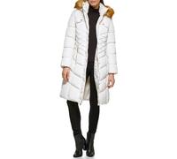 GUESS Damen Women's Midweight Puffer Jacket Daunenalternative Mantel, Kunstfell-Kapuzen-Mik, S