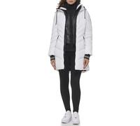 GUESS Damen Women's Midweight Puffer Jacket Daunenalternative Mantel, Wasserabweisendes Weiß, L